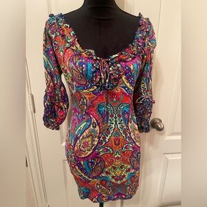 Chic Multicolor Paisley mini dress or swim coverup